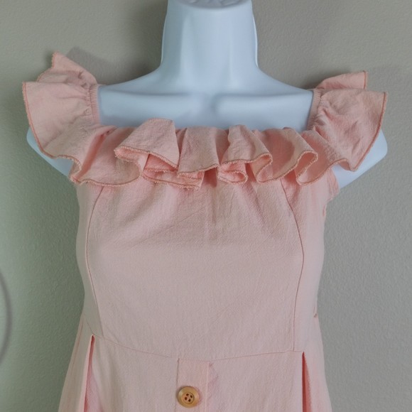 Angashion Pink Ruffled Dress with Pockets Size Medium - Picture 3 of 8